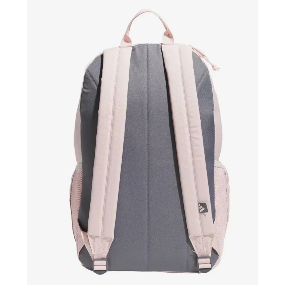 Adidas Backpack Women OSFA Pink Grey Laptop School 3-Stripes NEW IU7665 - Picture 3 of 8